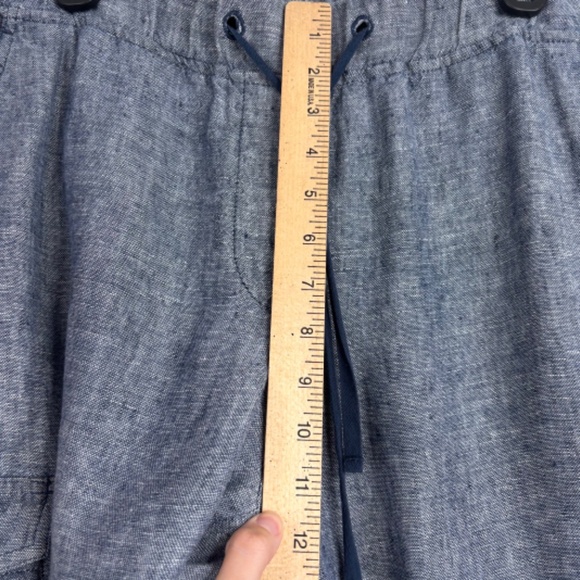 Talbots Linen Cargo Joggers MP Chambray Blue Pockets Pull On Lightweight Beach - Picture 11 of 13